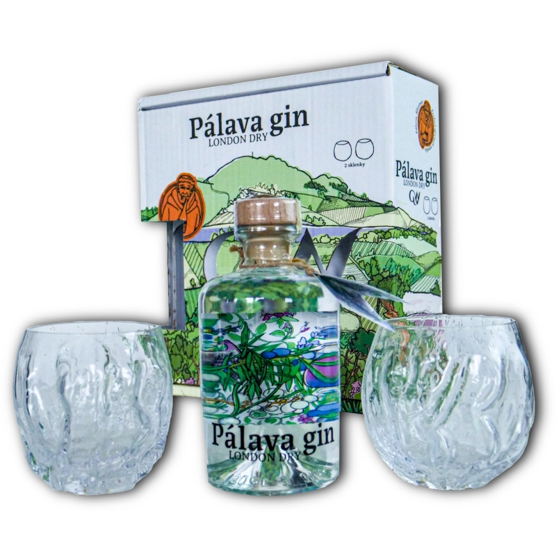 Set Pálava gin & ručně foukané sklenice Květná